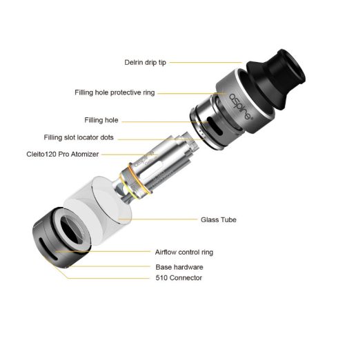 Aspire Cleito 120 pro tank exploded view